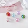 Chen Ming Acrílico Transparente Bolha Furo Reto Contas Redondas Contas Coloridas Chaveiro DIY Acessórios de Cabelo com Contas Cartão 19mm