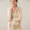 Cardigan com Capuz de Caxemira Feminino Outono/Inverno 2025 Estilo Esportivo Casual Cor Sólida Solto Casual Jaqueta Tricô Grossa
