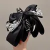 Grampo de rabo de cavalo suave em rede estilo coreano para mulheres, presilha de cabelo de fita floral de alta qualidade, presilha de tubarão estilo preguiçoso com laço, acessório de cabelo
