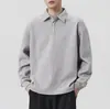 Sudadera con cuello polo de peso pesado estilo Old Money de Anyang para hombre, nueva de Otoño 2026, corte holgado, cuello de solapa
