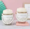 Vaso de vidrio de doble pared con perlas y pajilla, taza de café, vaso de vidrio estilo pulsera, diseño de alta calidad, botella de agua aislada portátil para mujeres, venta al por mayor