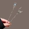 2025 Nuevo Adorno para el Cabello Chinoiserie Piedra Lunar Nueva Horquilla para el Cabello para Mujer Horquilla Estilo Antiguo Mariposa Metal Líquido Tocado de Alta Gama