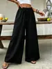 Calça pantalona de cor sólida para mulheres europeias e americanas, calça casual versátil com bolsos múltiplos e cordão, comércio exterior transfronteiriço da Amazon