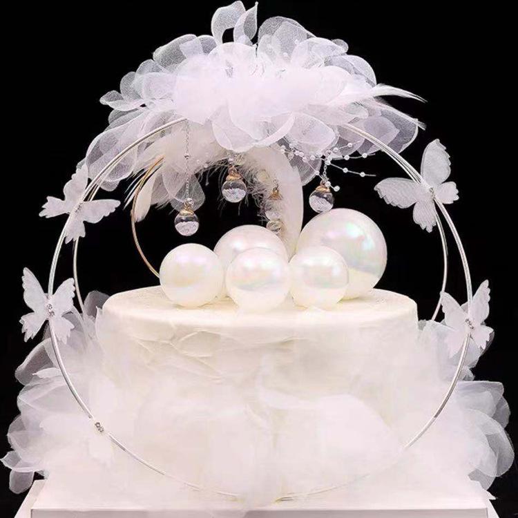 蝴蝶羽毛纱花铁圈套装