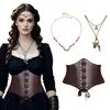 Cinturón Medieval Transfronterizo Cadena de Cintura de Metal Collar de Plumas Cadena para la Cabeza Retro Accesorios para Disfraz de Cosplay de Halloween