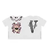 Camiseta de Verano Clásica de Manga Corta para Hombre Vlone Fog Mosaico Estampado Reflectante Marca de Moda V Grande Ajuste Holgado