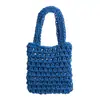 Bolsa para Teléfono Móvil Tejida a Mano de Malla Hueca Bolso de Mano Informal de Moda Bolso de Playa de Punto para Vacaciones de Verano en la Costa