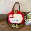 Bolsa de Tote de Peluche de Manzana Linda 2025 Nuevo Otoño e Invierno Nicho Versátil Bolso de Mano Dibujos Animados Gran Capacidad Bolso de Hombro