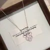 Colar Vintage Flor de Cerejeira Rosa Madrepérola Trevo de Quatro Folhas para Mulheres, Corrente de Clavícula de Luxo Leve Presente, Luxo de Nicho