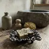 Artesanato Nórdico de Ferro Fundido Ornamento de Saboneteira Vazada em Forma de Flor Retro Suporte Drenante para Sabonete Criativo Porta Sabonete Caixa de Sabonete