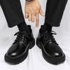 Sapatos de couro masculinos primavera e outono Sapatos casuais britânicos de negócios masculinos estilo coreano para todos os casamentos pretos para o noivo jovem