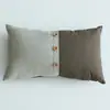 Almofada de Lançar Patchwork Listrado Botão Estilo Floresta Algodão Linho Nórdico Almofada Lombar de Escritório Fronha Atacado