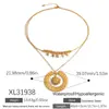 Collar Transfronterizo de Acero Inoxidable con Acabado de Lujo, Collar de Doble Capa de Piedra Natural y Acero de Titanio, Clavícula Sol y Luna Color Dorado 18K Conservador