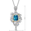Nuevo Collar con Colgante de Topacio Diamante Azul Cielo Ciudad Mar Temperamento Estilo Palacio Diamantes Completos Lujo Colgante Lavanda
