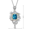 Nuevo collar colgante de topacio azul cielo y diamante, estilo palacio elegante, colgante de lujo completo de diamante lavanda