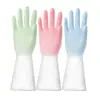 Luvas transparentes brancas de duas cores luvas para lavar louça feminina cozinha fada látex lavar roupas à prova d'água plástico borracha tarefas domésticas lavar louça