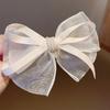 Estilo coreano Big Bow Pearl Hairpin Internet Celebrity All-match Distintivo Hairpin Headwear Acessórios para o cabelo Back Head Top Clip Spring Clip
