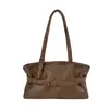 2026 Bolso de Hombro Bajo Diseño de Correa de Cuero Retro para Mujer Otoño Gran Capacidad Simple Sensación de Alta Gama Bolso Tote de Hombro Único Bolso de Hombro Bajo