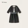 Colección de Outfits Estilo Coreano para NiñasConjunto de Ropa Infantil Youbao: Falda, Camiseta, Pantalones Florales, Conjunto de Tres Piezas para Niños