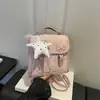 Mochila versátil de moda estilo universitario linda con estrellas bolsa escolar para estudiante bolso de hombro cruzado multifuncional para mujer dulce