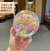 Ligas desechables para niños en caja, ligas de goma de color negro, ligas de goma de color gelatina, cuerda para el cabello, pequeña cubierta de cuero, cuerda para el cabello, joyería al por mayor