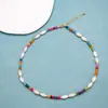 Rueda de la Fortuna Tejida a Mano Estilo Bohemio Perla de Agua Dulce Piedra de Vidrio Cuentas de Colores Estilo Étnico Collar