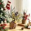 Decoraciones navideñas, ramos de flores artificiales, piñas, estacas de madera pequeñas, adornos para mesa de centro de sala y decoración de escritorio, arreglos hechos a mano DIY