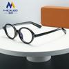 Gafas de miopía con montura redonda pequeña estilo japonés retro para hombre y mujer, montura óptica estilo Harajuku, TR90, antiluz azul.