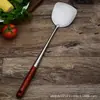 Conjunto de Utensílios de Cozinha de Aço Inoxidável 304 com Cabo Longo de Madeira, Incluindo Espátula, Concha de Sopa, Espátula de Fritar, Colher de Cozinha, Cabo Longo, Antiescaldante, para Uso Doméstico
