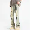 Jeans Rotos para Hombre 2025 Moda Americana High Street Marca Retro Rectos Sueltos Pantalones Juveniles Guapos para Hombre