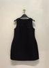 Qianghe Estilo Japonés Estilo Primavera y Verano Retro París Moda Pequeño Vestido Negro Silueta Holgada Retro Delgado Moda Falda Larga para Mujer