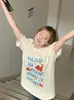 Top con Estampado de Letras y Peces Dorados para Mujer, Nuevo Estilo Verano 2026, Talla Grande, Algodón Puro, Manga Corta, Estilo Perezoso Ins, Camiseta Holgada