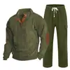 Cross-border masculino outono e inverno novo sportswear duas peças veludo cotelê botão henry camisa e calças retas terno casual
