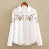 Nova Camisa Bordada Primavera 2025 Manga Longa Feminina Camisa Básica Tamanho Plus Roupas Femininas Camisa Branca Feminina