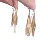 """Ramas Doradas y Hojas de Jade" Hilo para Oreja con Borla de Hoja Dorada Lujo Ligero Exquisito para Rostro Redondo Grande Pendientes de Clip Versátiles"""