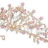 Corona de novia para boda transfronteriza, diadema de aleación plateada rosa con diamantes para actuación infantil, accesorios, regalo de cumpleaños, gota de agua dorada
