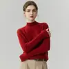 Prenda de una pieza 100% cachemira pura para mujer, jersey de cuello semialto, suéter holgado, capa base, suéter de punto gofrado