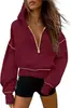 Sudadera Amazon Europea y Americana Otoño/Invierno 2026 con Cuello Camisero, Patchwork, Pulóver, Manga Larga, Media Cremallera, Estilo Casual para Otoño/Invierno
