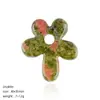 Colgante de Flor de Cinco Pétalos de Piedra Natural, Collar Hecho a Mano Estilo Antiguo DIY, Decoración de Cadena para Suéter, Pétalos de Cristal Natural en Forma de Flor