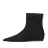 6383-2 Moda Coreana Retrô Camurça Bico Fino Salto Baixo Salto Gatinho Salto Escondido Botas Curtas de Cano Curto Bico Fino Botas Versáteis de Cano Curto