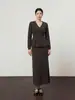 Novedad Otoño/Invierno 2026 Estilo Elegante Vestido Traje Diosa Cardigan de Punto Abotonado Acampanado Conjunto de Vestido Largo para Mujer
