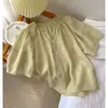 Camisa Retro de Cor Sólida para Mulheres, Top Outerwear de Algodão-Linho Fino e Solto de Verão com Design Único, Camisa Base
