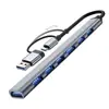 Hub de aleación de aluminio de 7 puertos 3.0, un puerto velocidad 3.0usb, y los otros 6 puertos línea de división 2.0usb