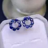 Aretes de Zafiro Natural, el Color es Bueno y las Cuentas son Todas Finas. Plata S925 Finamente Incrustada con Piedra Principal Tamaño 3*3mm