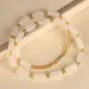 Colar de Corrente de Contas Irregulares de Jade Hotan de Xinjiang com Pedra Bruta de Jade Branco de Pele Amarela, Colar da Mãe, Suprimento para Transmissão ao Vivo de Pedra de Jade