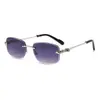 Nuevas Gafas de Sol Cuadradas Sin Marco de Gama Alta para Mujer, Moda Tendencia Retro Estilo Europeo y Americano Old Money Gafas de Sol de Verano para Hombre