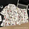 Pijama de Algodón Nube Tailandés para Mujer, Ropa de Casa de Manga Corta Estilo Coreano de Verano con Dibujos Animados Lindos, Conjunto de Dos Piezas al por Mayor