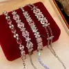 Pulsera Geométrica de Flor de Zircón Rosa Coreano Dulce Nicho Elegante Versátil Lujo Accesible Joyería de Alta Gama para Mujeres