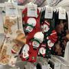 Otoño e Invierno Muñeco de Nieve Calcetines Rojos Calcetines Hombre de Jengibre Algodón Cálidos Calcetines Navideños Medianos Lindo Dibujo Animado Papá Noel
