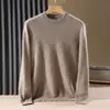 Suéter de Punto de Lana Cachemira Nuevo Otoño/Invierno 2026 Cuello Redondo Manga Larga para Hombre Color Sólido Suéter de Lana Cepillada